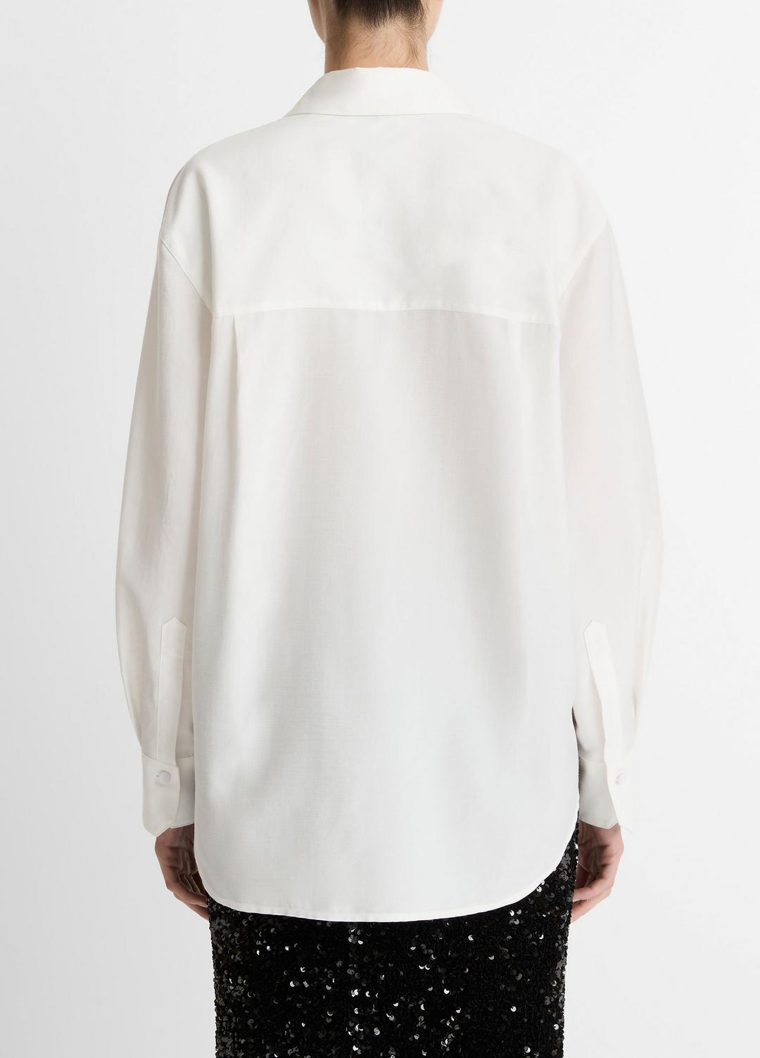 Refined Twill Covered-Button Shirt in Long Sleeve