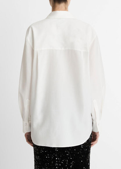Refined Twill Covered-Button Shirt in Long Sleeve