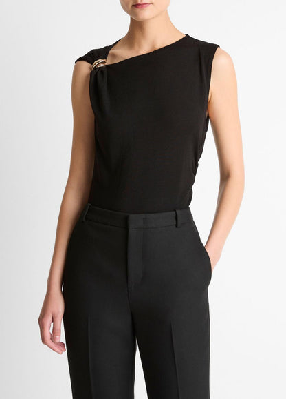 Cinched-Shoulder Wool-Blend Top in Tank Tops