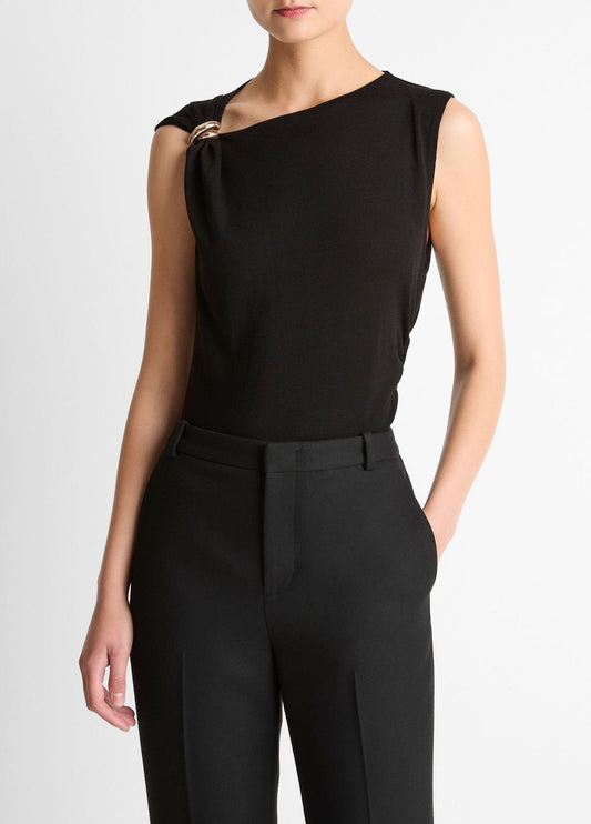 Cinched-Shoulder Wool-Blend Top in Tank Tops