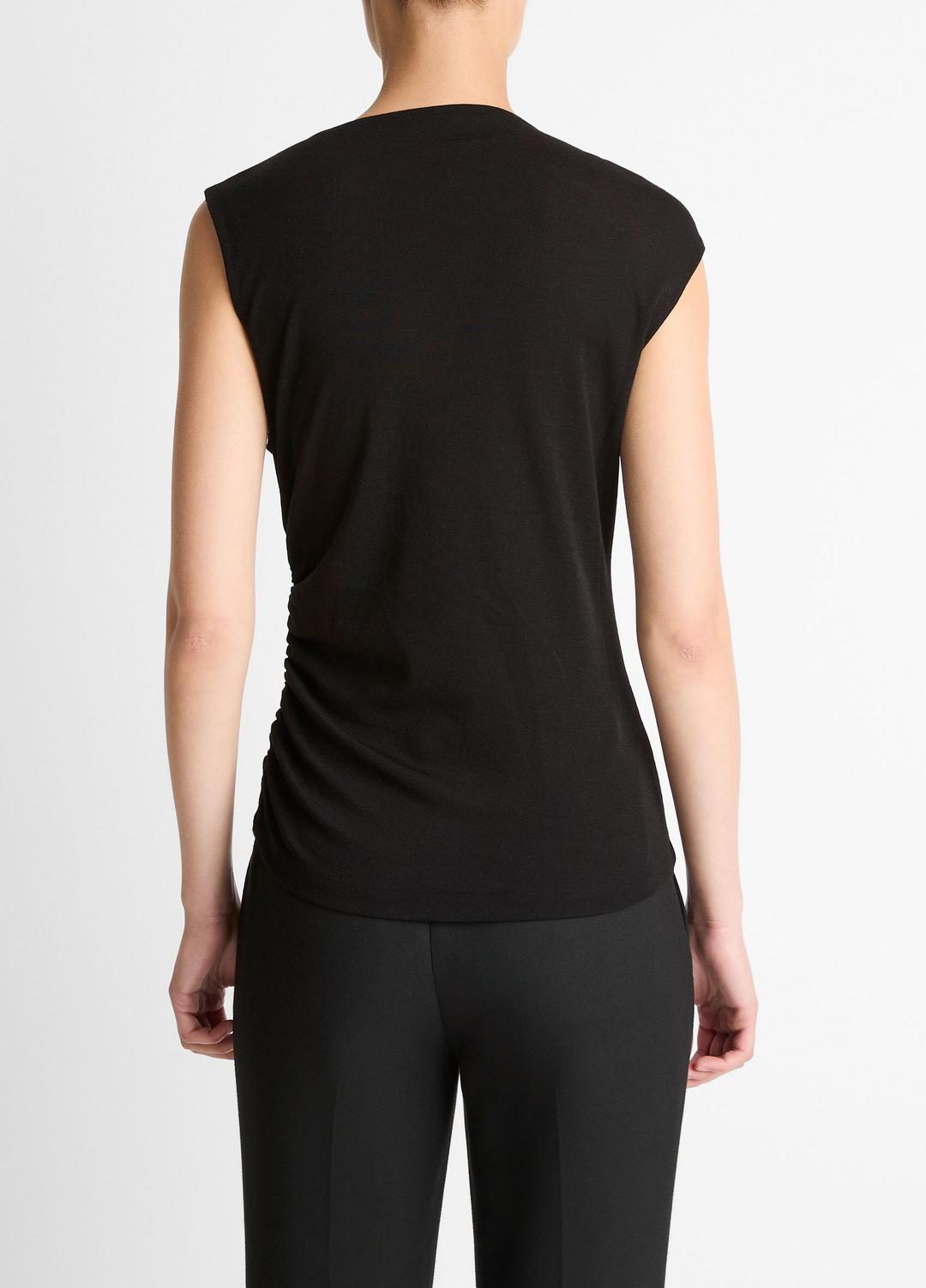 Cinched-Shoulder Wool-Blend Top in Tank Tops