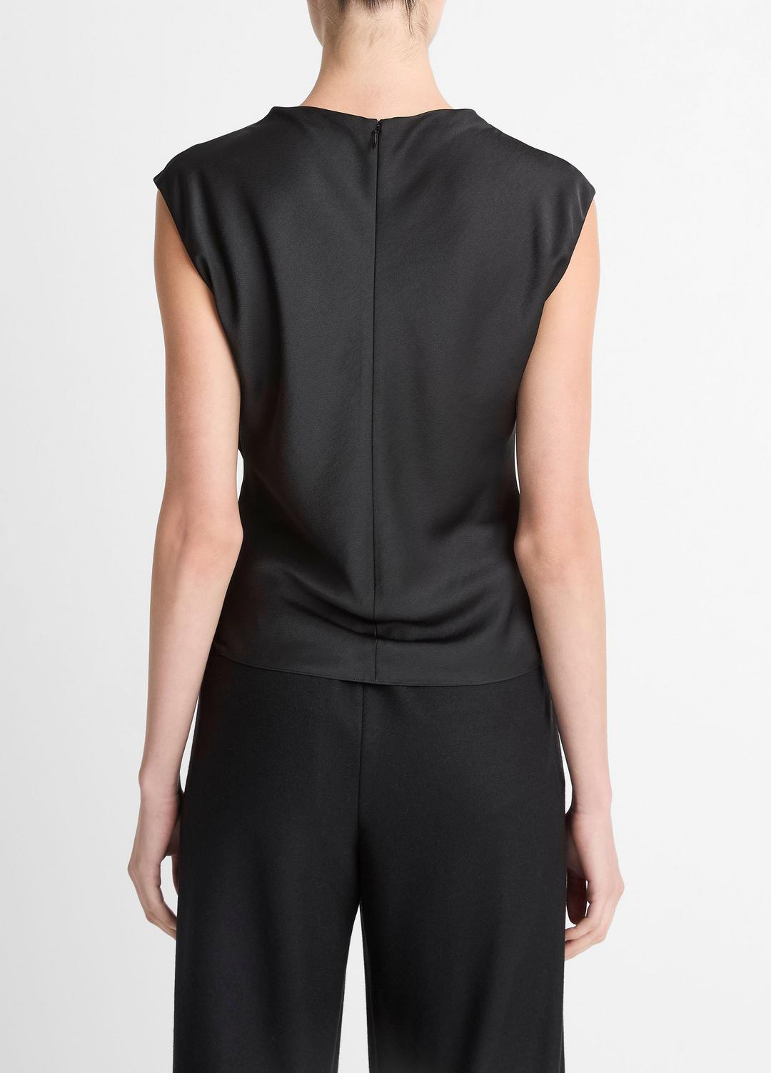 Satin Draped Cowl-Neck Top in Tank Tops