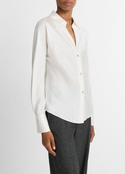 Silk Bias Long-Sleeve Blouse in Long Sleeve
