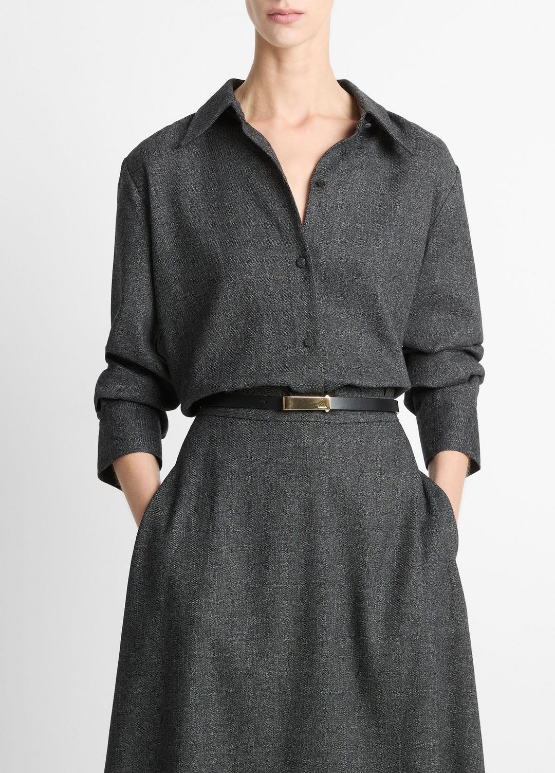 Italian Jaspe Relaxed Button-Front Shirt in Long Sleeve