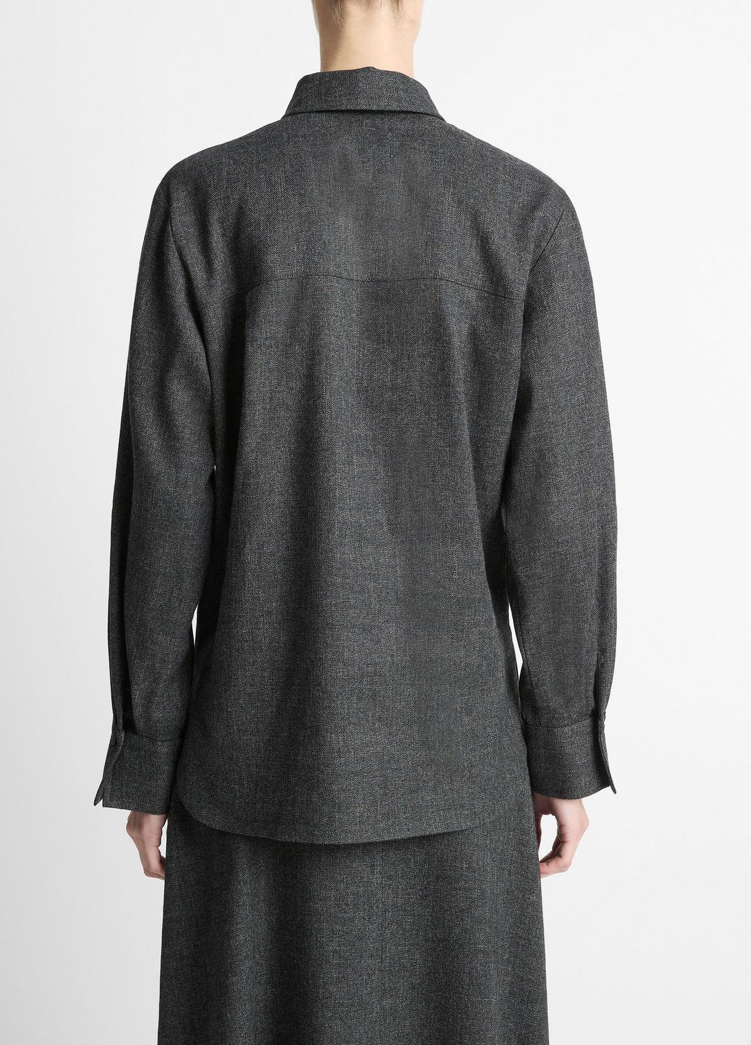 Italian Jaspe Relaxed Button-Front Shirt in Long Sleeve