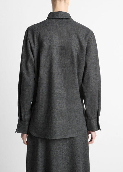 Italian Jaspe Relaxed Button-Front Shirt in Long Sleeve