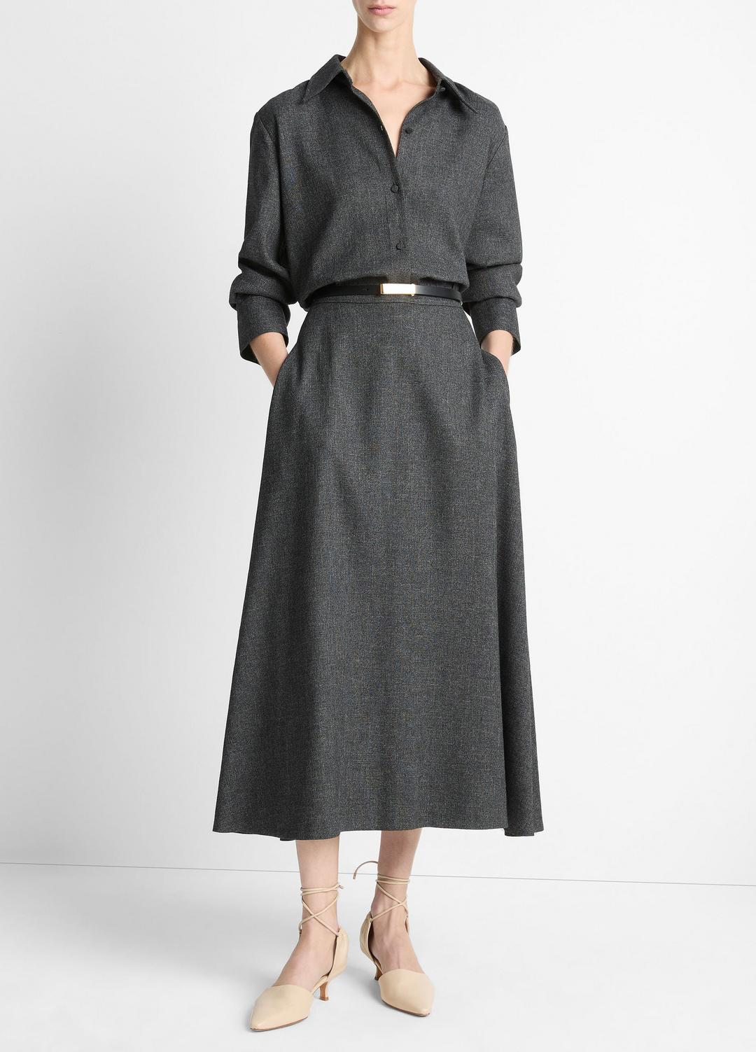 Italian Jaspe Relaxed Button-Front Shirt in Long Sleeve