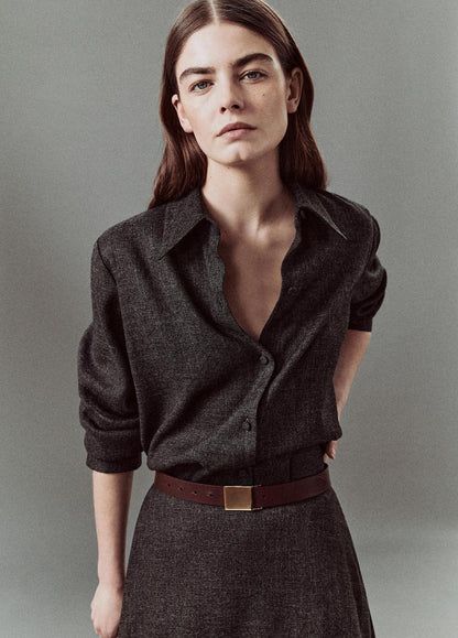 Italian Jaspe Relaxed Button-Front Shirt in Long Sleeve