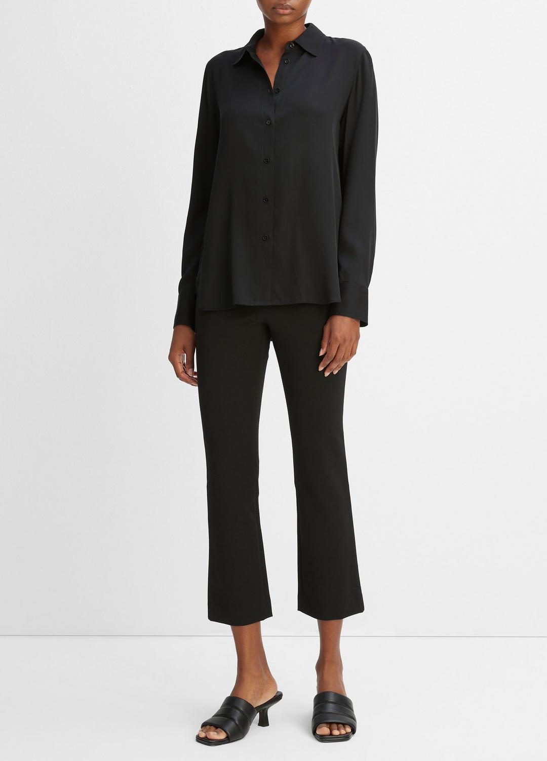Slim Fitted Stretch-Silk Blouse in Long Sleeve