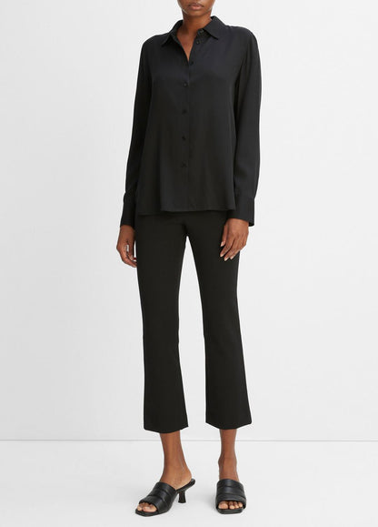 Slim Fitted Stretch-Silk Blouse in Long Sleeve