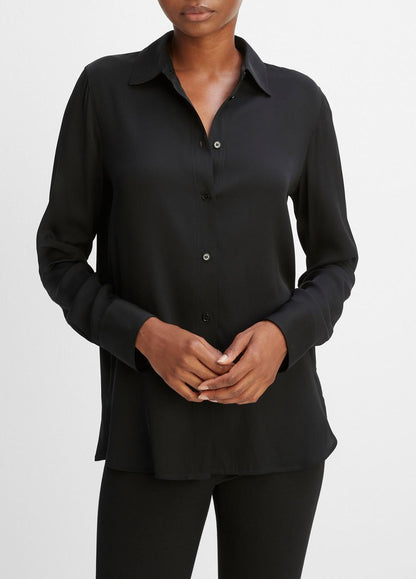 Slim Fitted Stretch-Silk Blouse in Long Sleeve