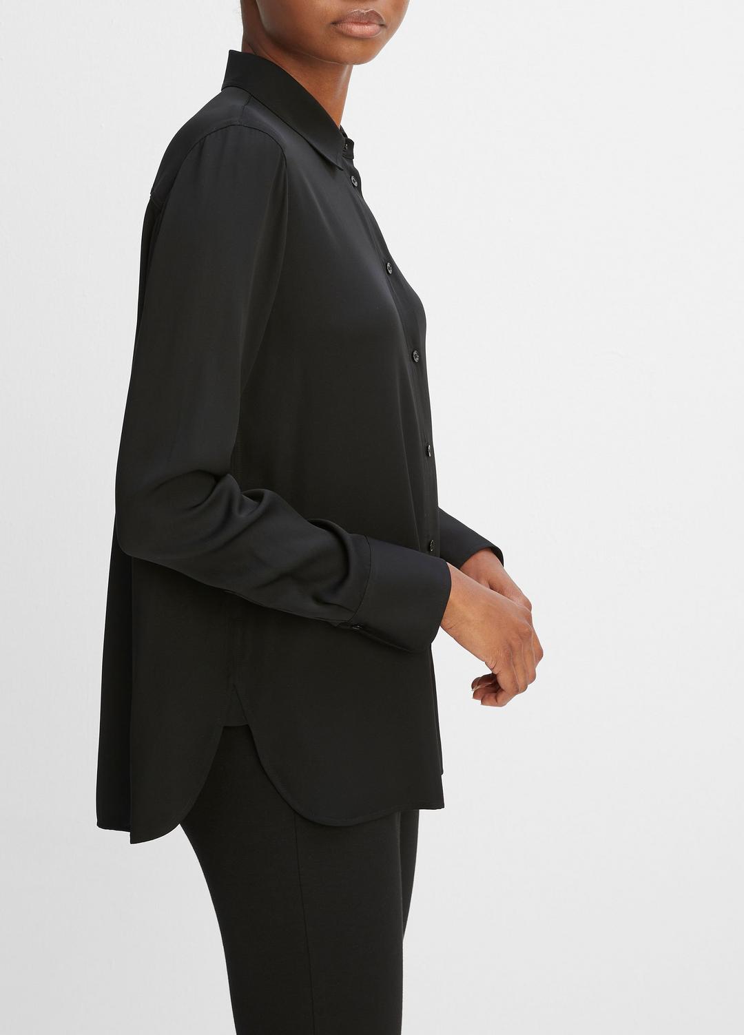 Slim Fitted Stretch-Silk Blouse in Long Sleeve