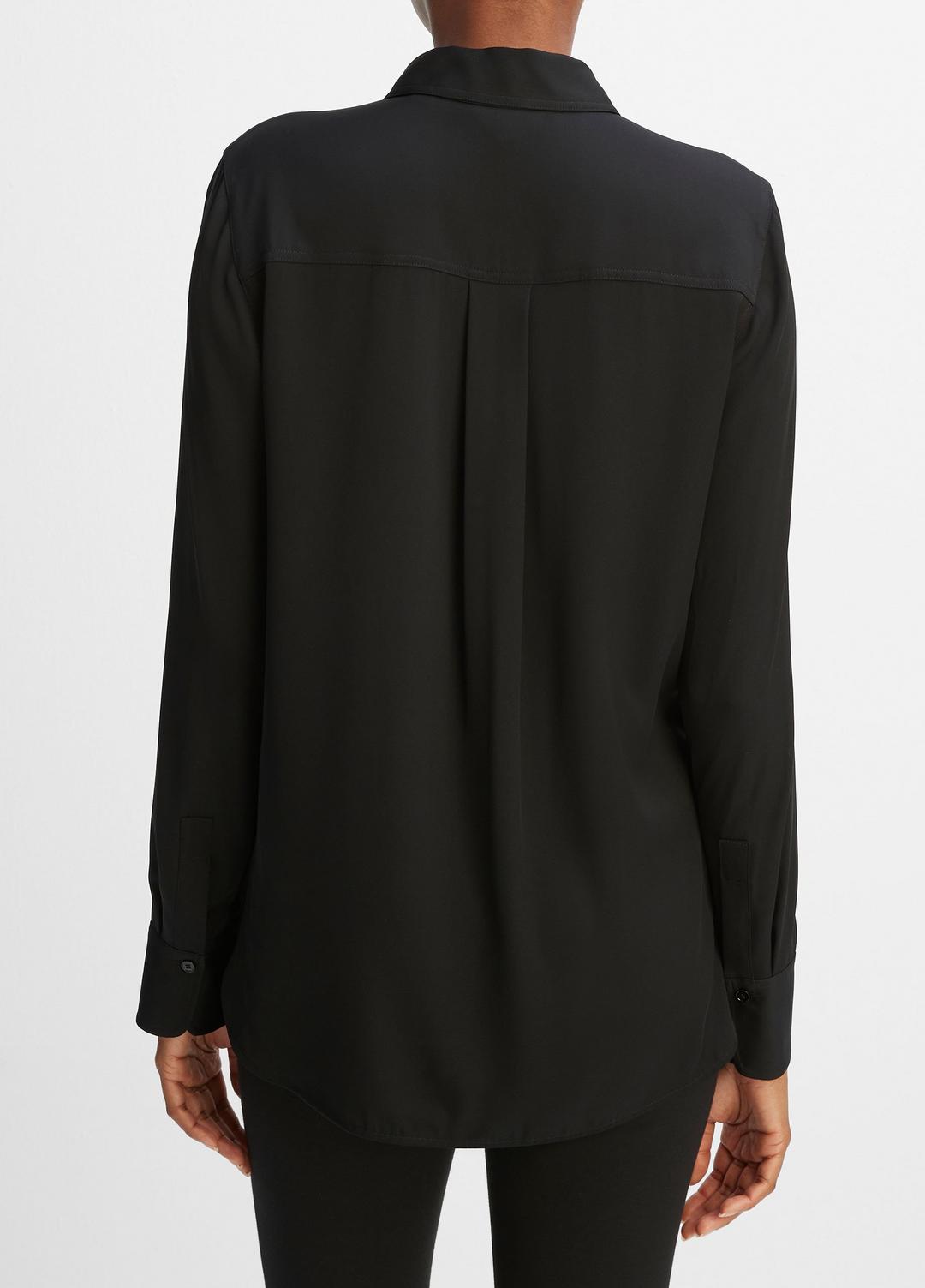 Slim Fitted Stretch-Silk Blouse in Long Sleeve