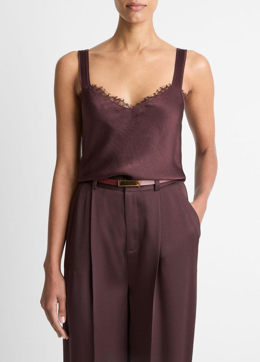 Lace-Trim Satin Camisole in Tank Tops