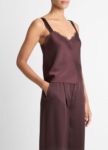 Lace-Trim Satin Camisole in Tank Tops