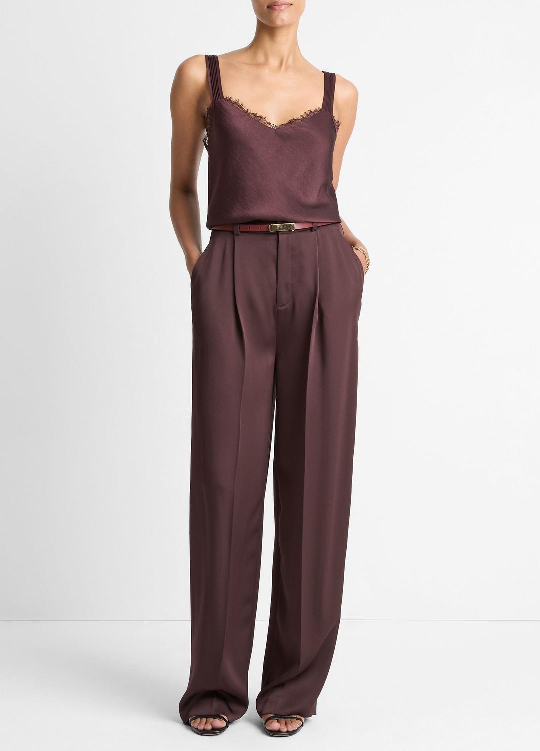 Lace-Trim Satin Camisole in Tank Tops