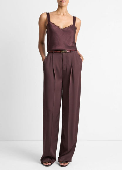 Lace-Trim Satin Camisole in Tank Tops