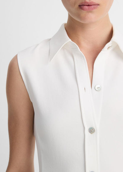 Sleeveless Button-Front Shirt in Short Sleeve
