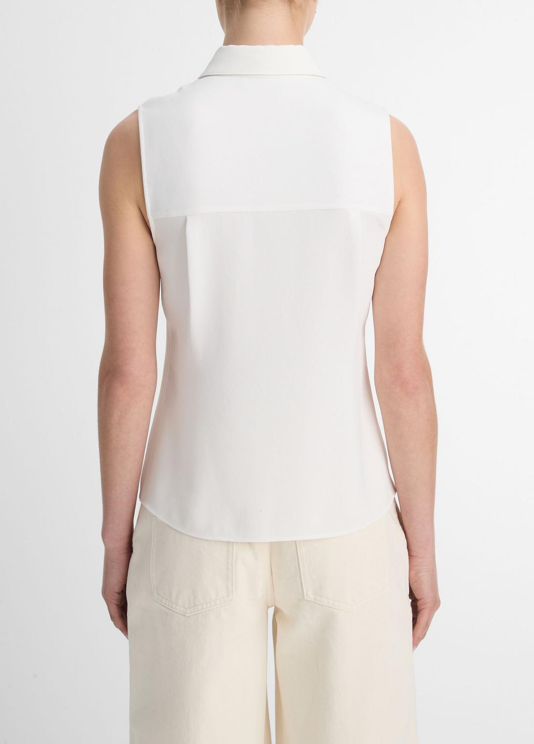 Sleeveless Button-Front Shirt in Short Sleeve