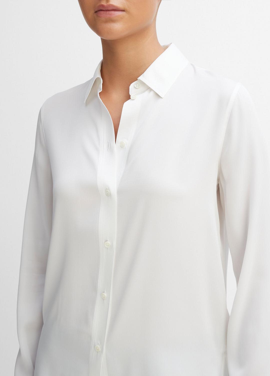 Slim Fitted Stretch-Silk Blouse in Long Sleeve