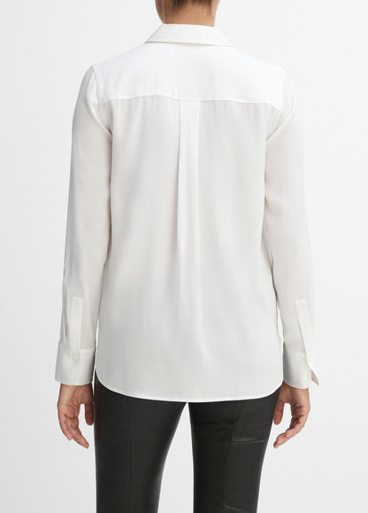 Slim Fitted Stretch-Silk Blouse in Long Sleeve