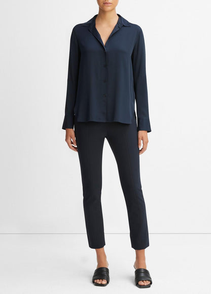 Slim Fitted Stretch-Silk Blouse in Long Sleeve