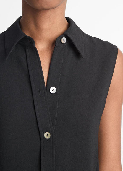 Sleeveless Button-Front Shirt in Short Sleeve