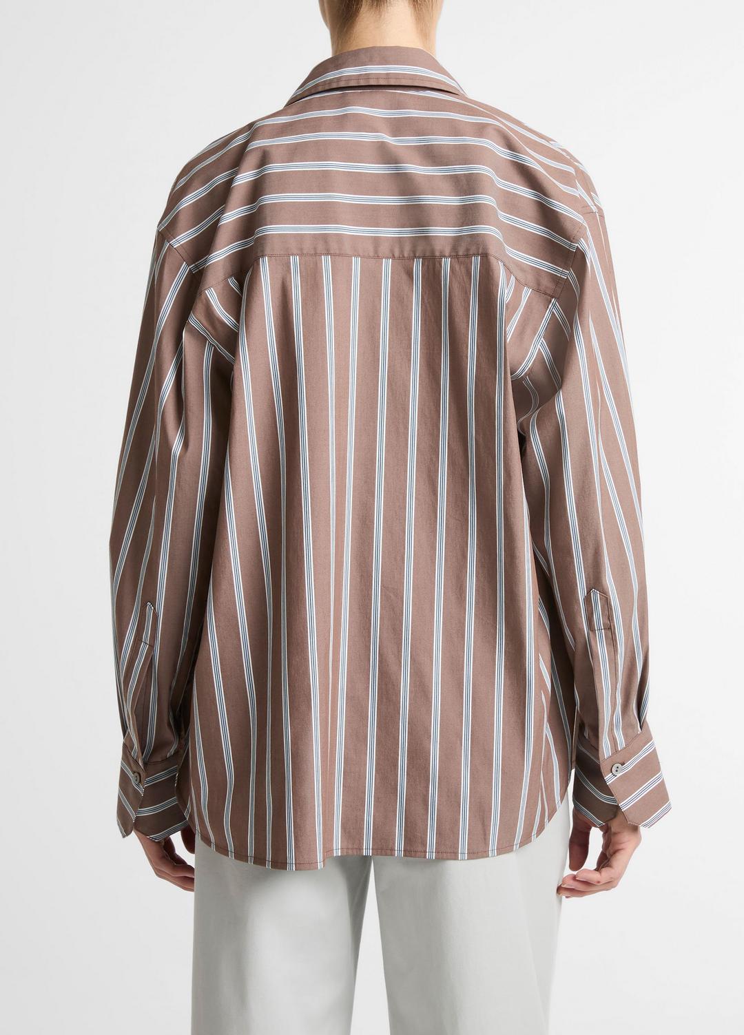 Striped Cotton-Blend Button-Front Shirt in Long Sleeve