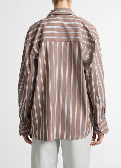 Striped Cotton-Blend Button-Front Shirt in Long Sleeve