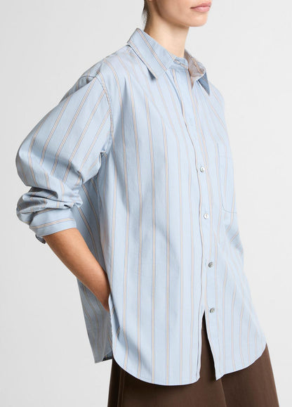 Striped Cotton-Blend Button-Front Shirt in Long Sleeve