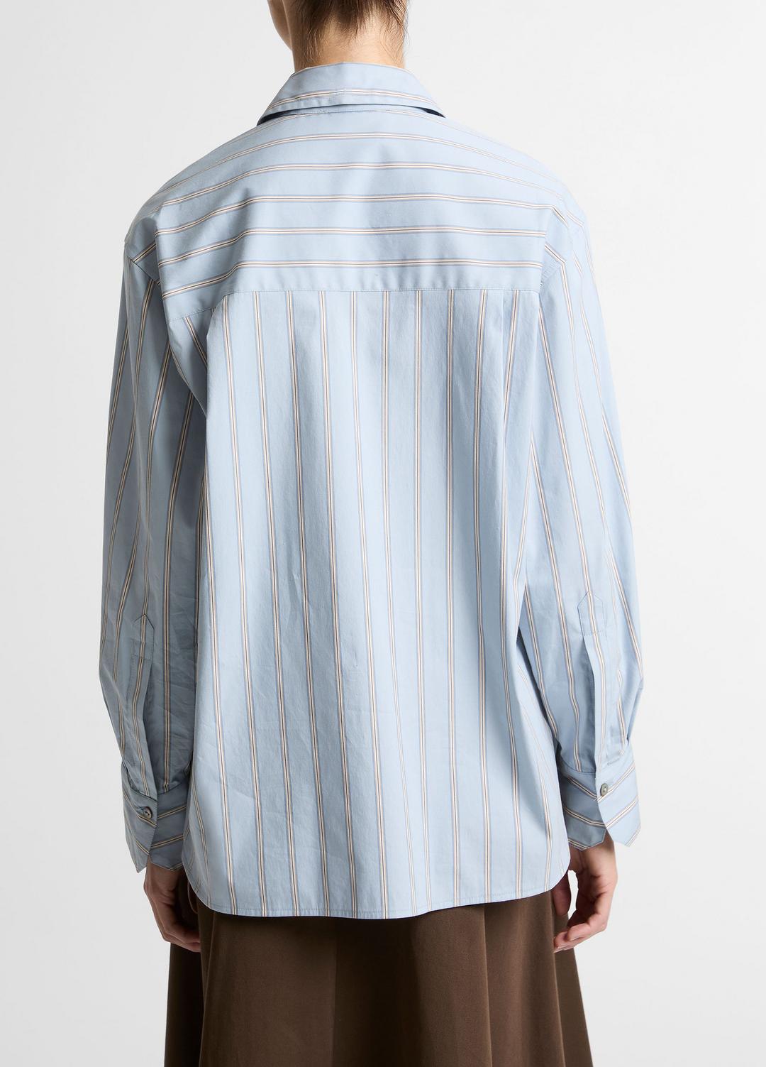 Striped Cotton-Blend Button-Front Shirt in Long Sleeve