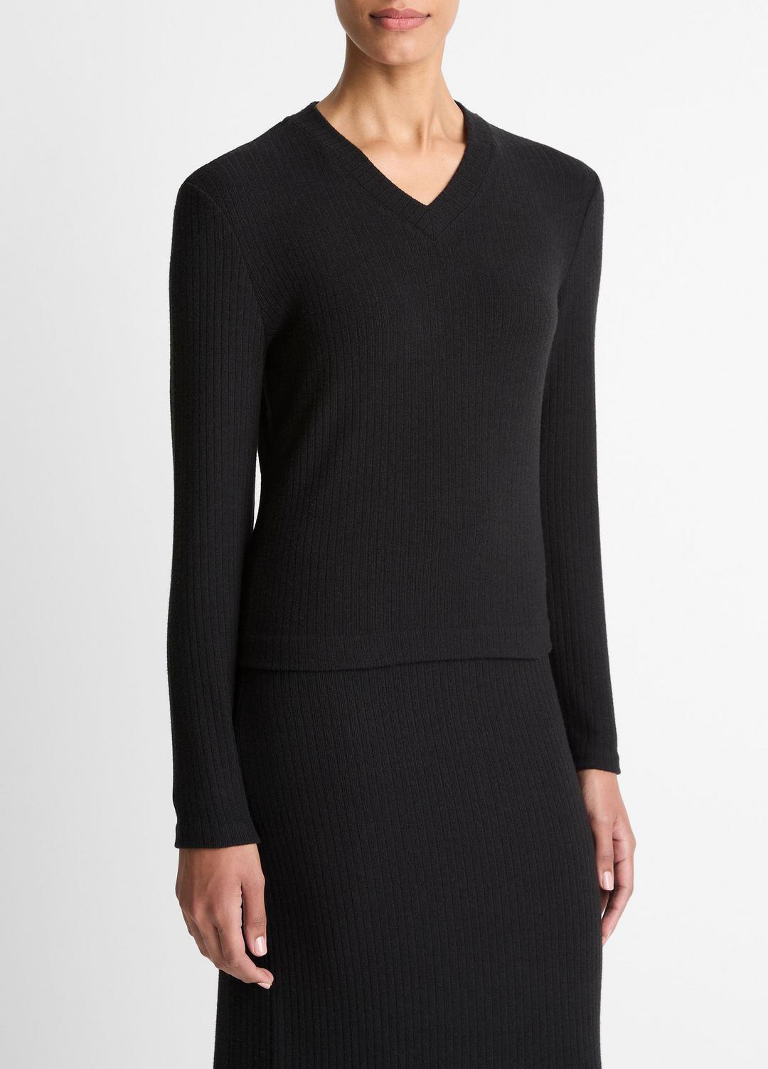 Cozy Rib High V-Neck Top in Long Sleeve