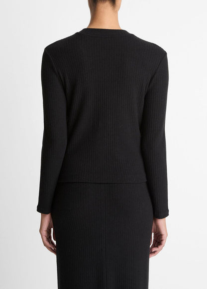 Cozy Rib High V-Neck Top in Long Sleeve