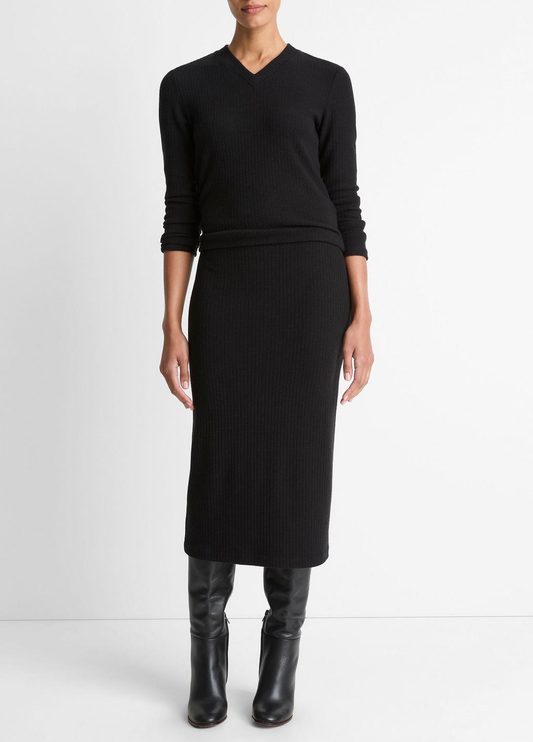 Cozy Rib High V-Neck Top in Long Sleeve