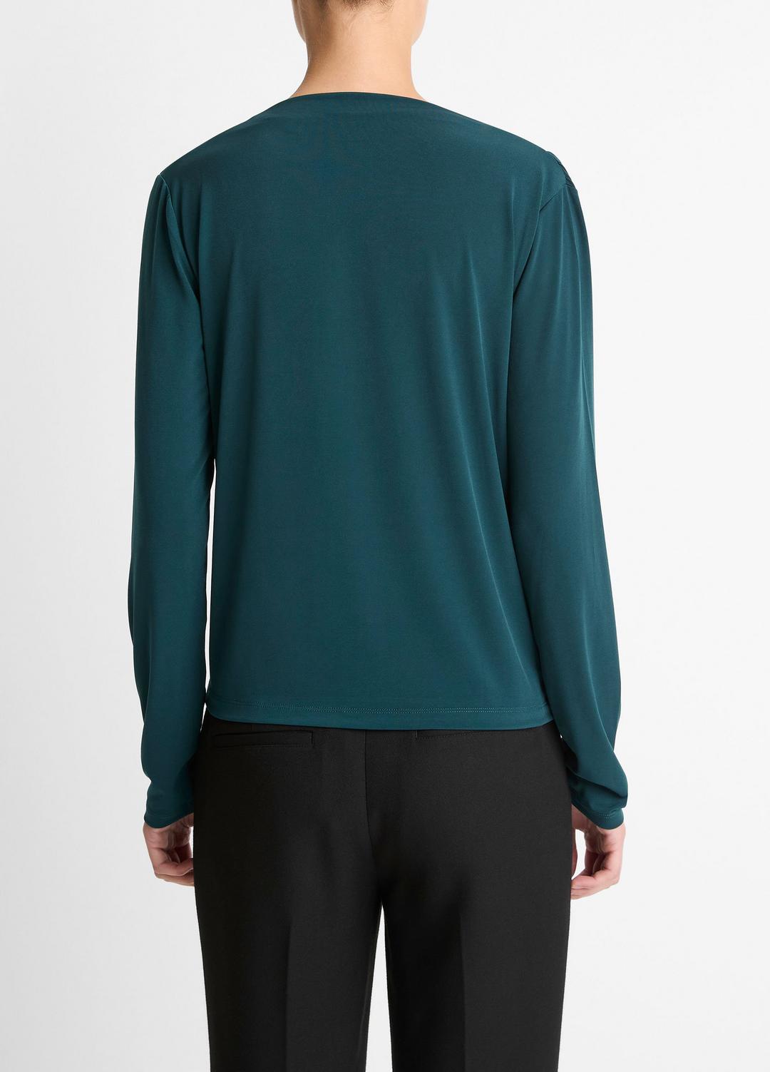 Matte Jersey Cowl-Neck Top in Long Sleeve