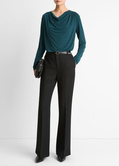 Matte Jersey Cowl-Neck Top in Long Sleeve