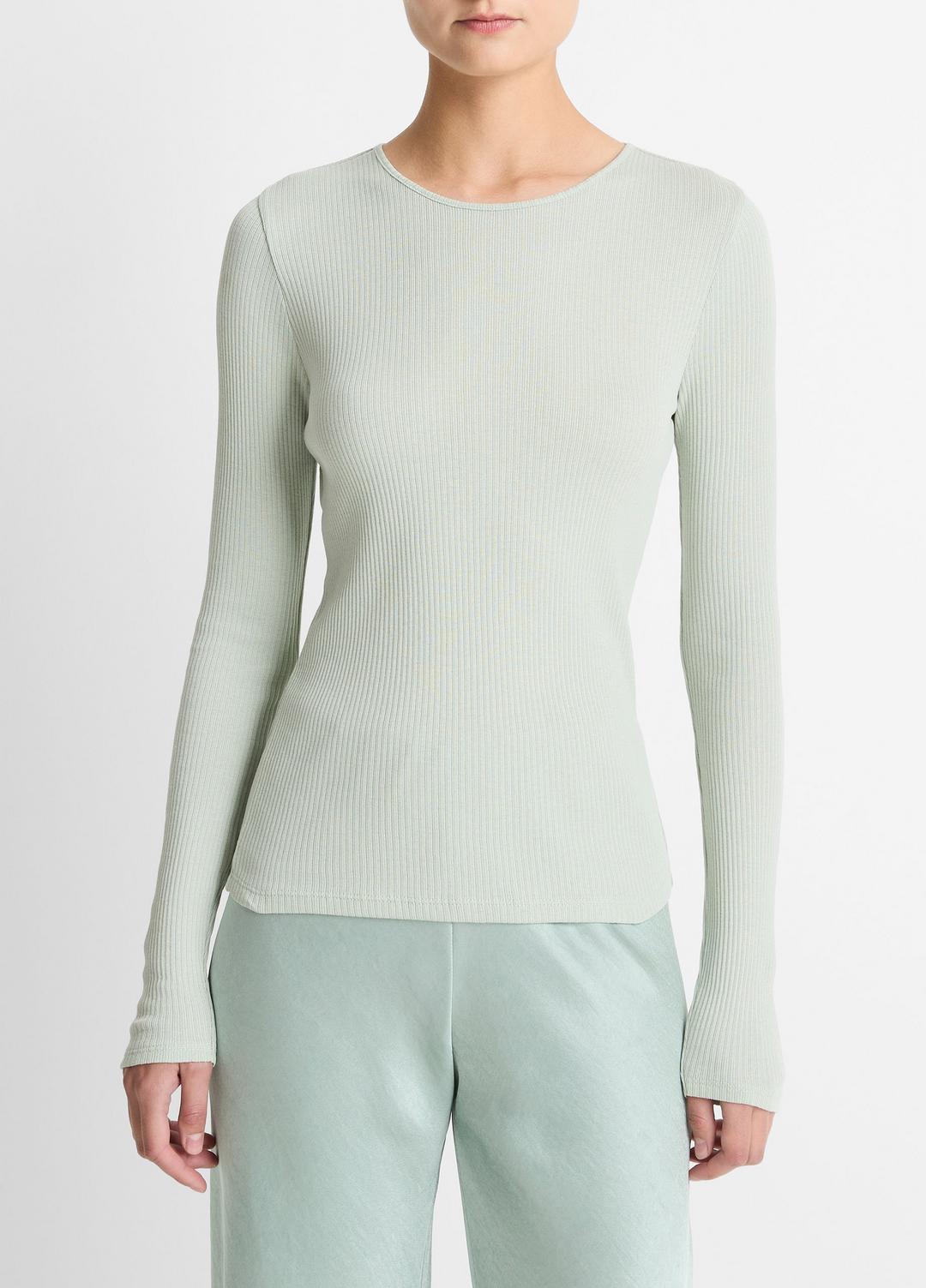 Ribbed Pima Cotton Long-Sleeve T-Shirt in Long Sleeve