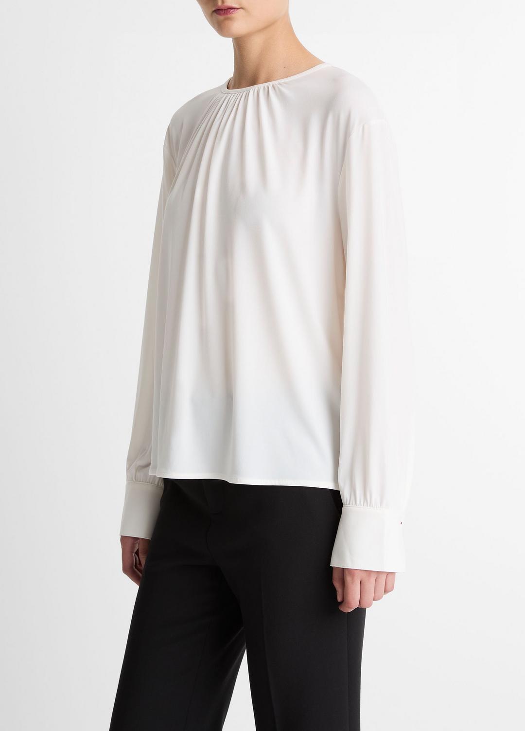 Matte Jersey Gathered Blouse in Long Sleeve