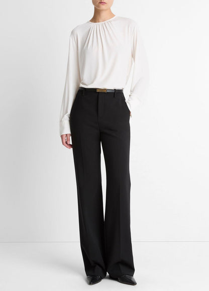 Matte Jersey Gathered Blouse in Long Sleeve