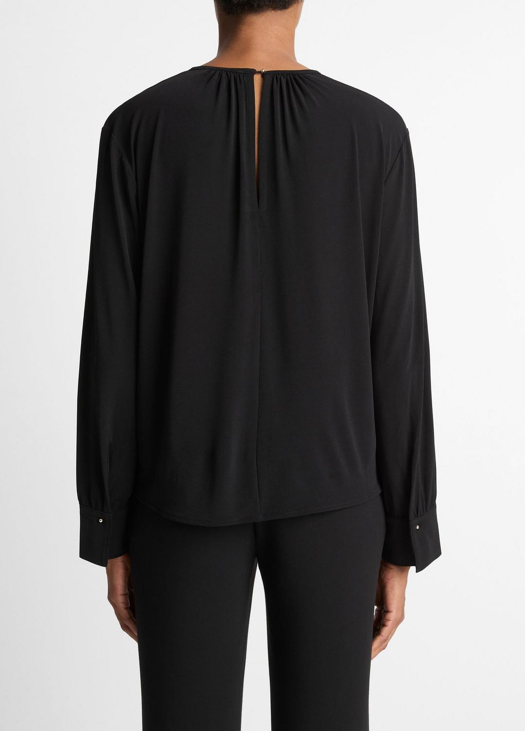 Matte Jersey Gathered Blouse in Long Sleeve