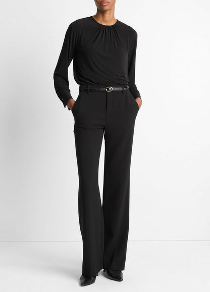 Matte Jersey Gathered Blouse in Long Sleeve