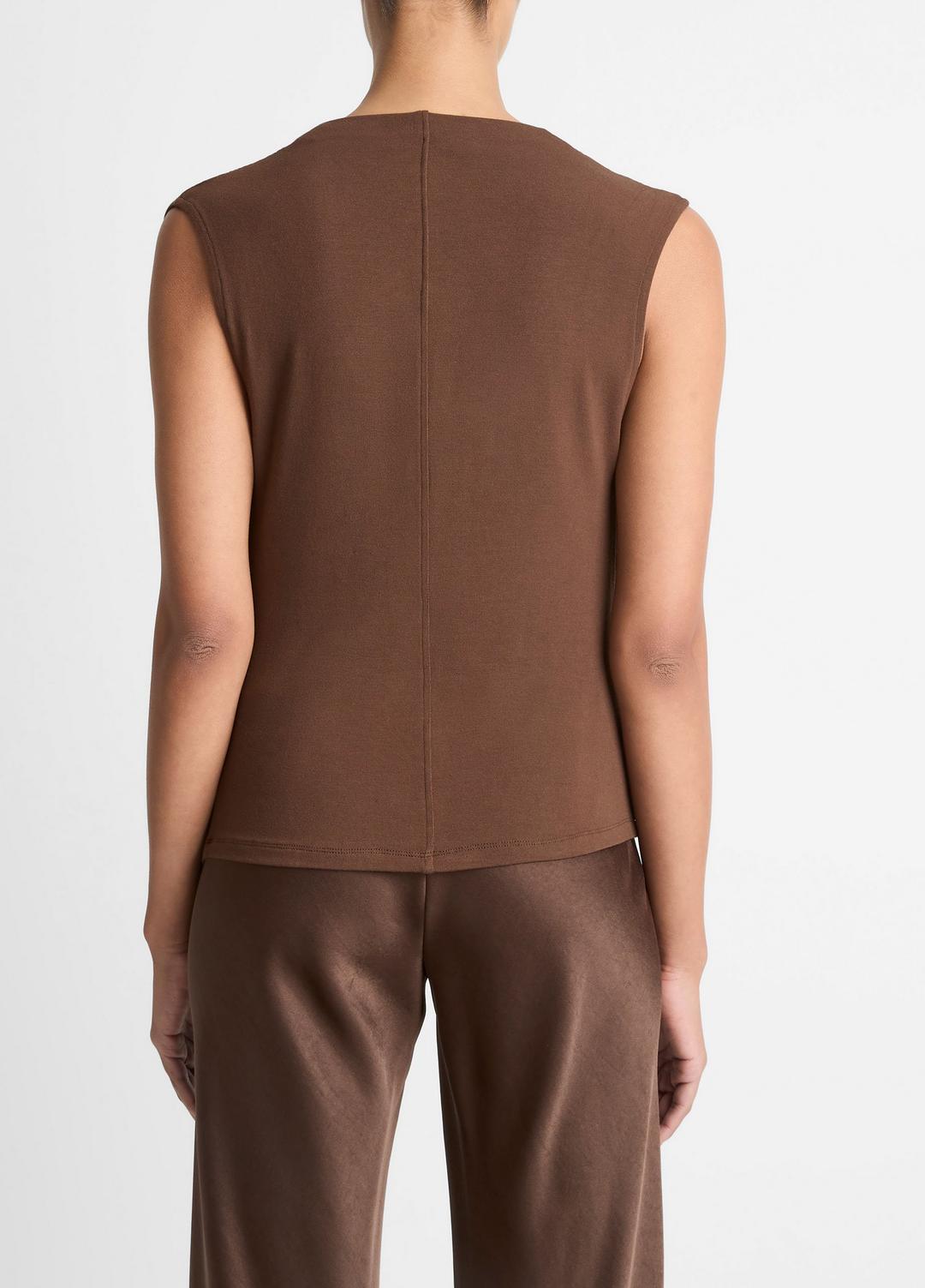 Jersey Draped Cowl-Neck Top in Tank Tops