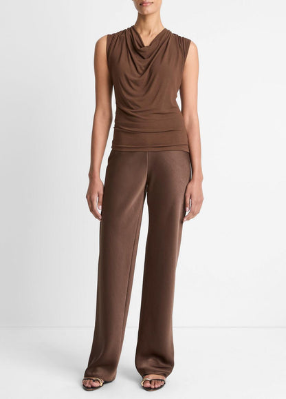 Jersey Draped Cowl-Neck Top in Tank Tops