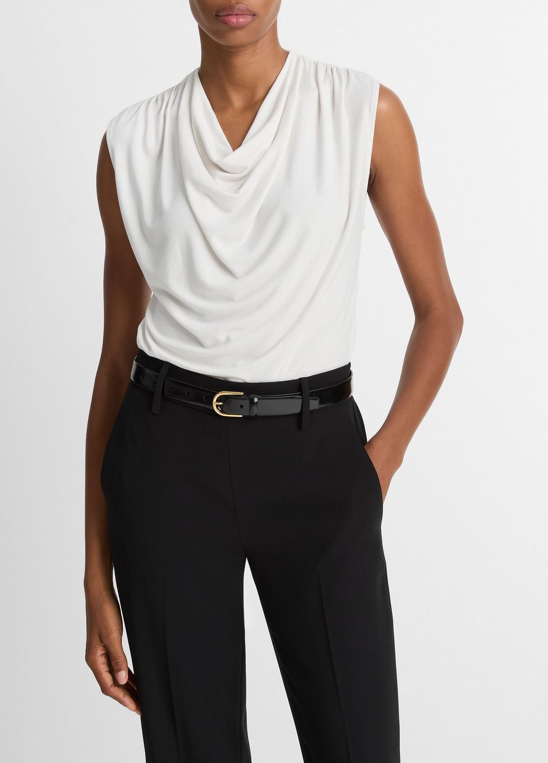 Jersey Draped Cowl-Neck Top in Tank Tops