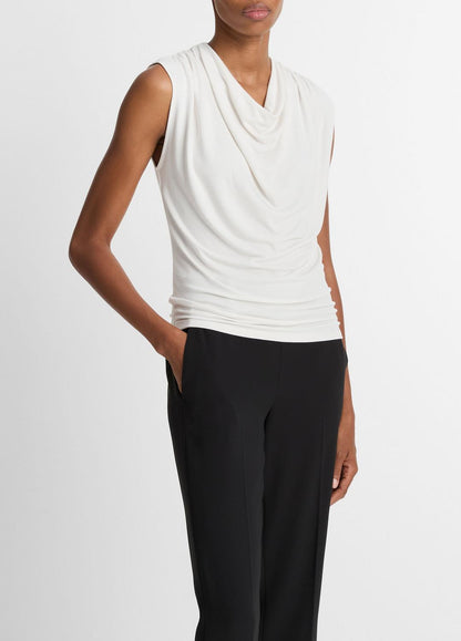 Jersey Draped Cowl-Neck Top in Tank Tops