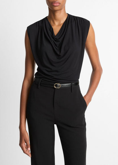 Jersey Draped Cowl-Neck Top in Tank Tops