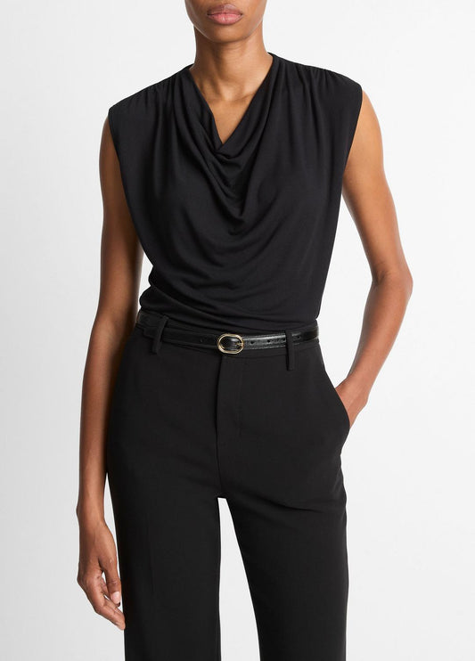 Jersey Draped Cowl-Neck Top in Tank Tops