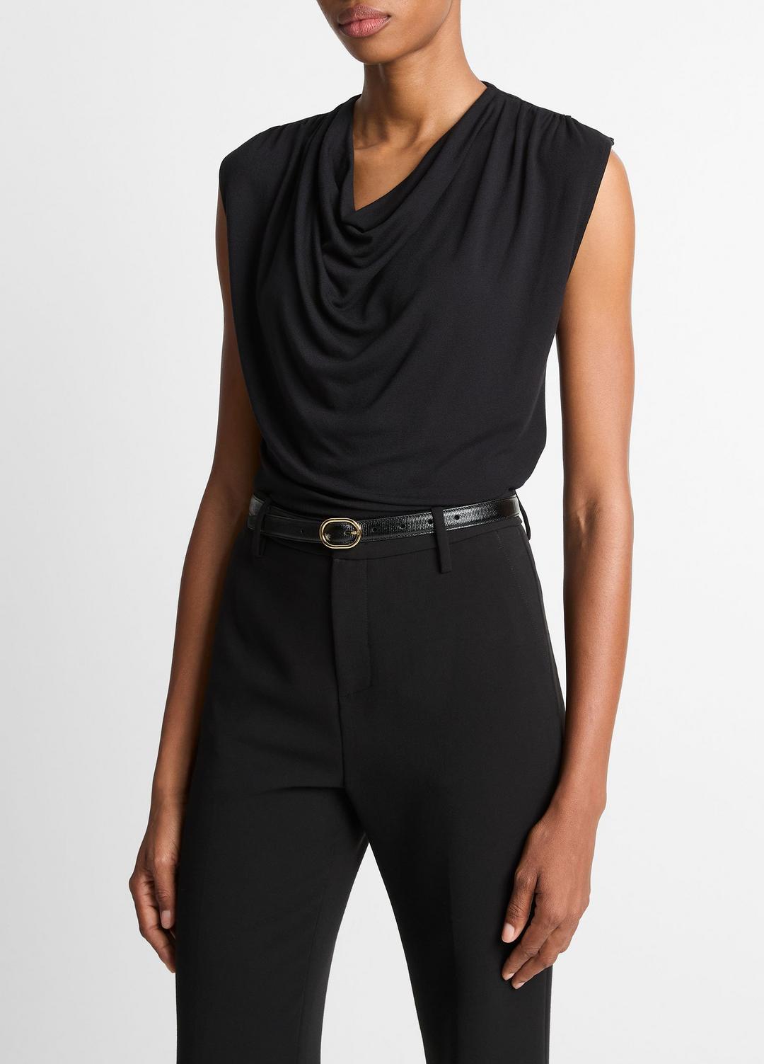 Jersey Draped Cowl-Neck Top in Tank Tops