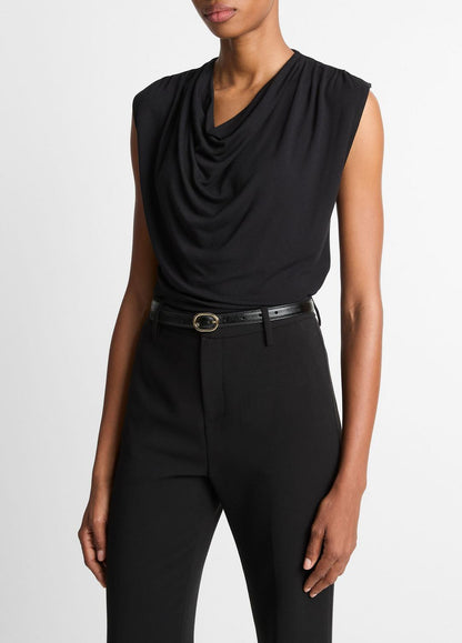 Jersey Draped Cowl-Neck Top in Tank Tops