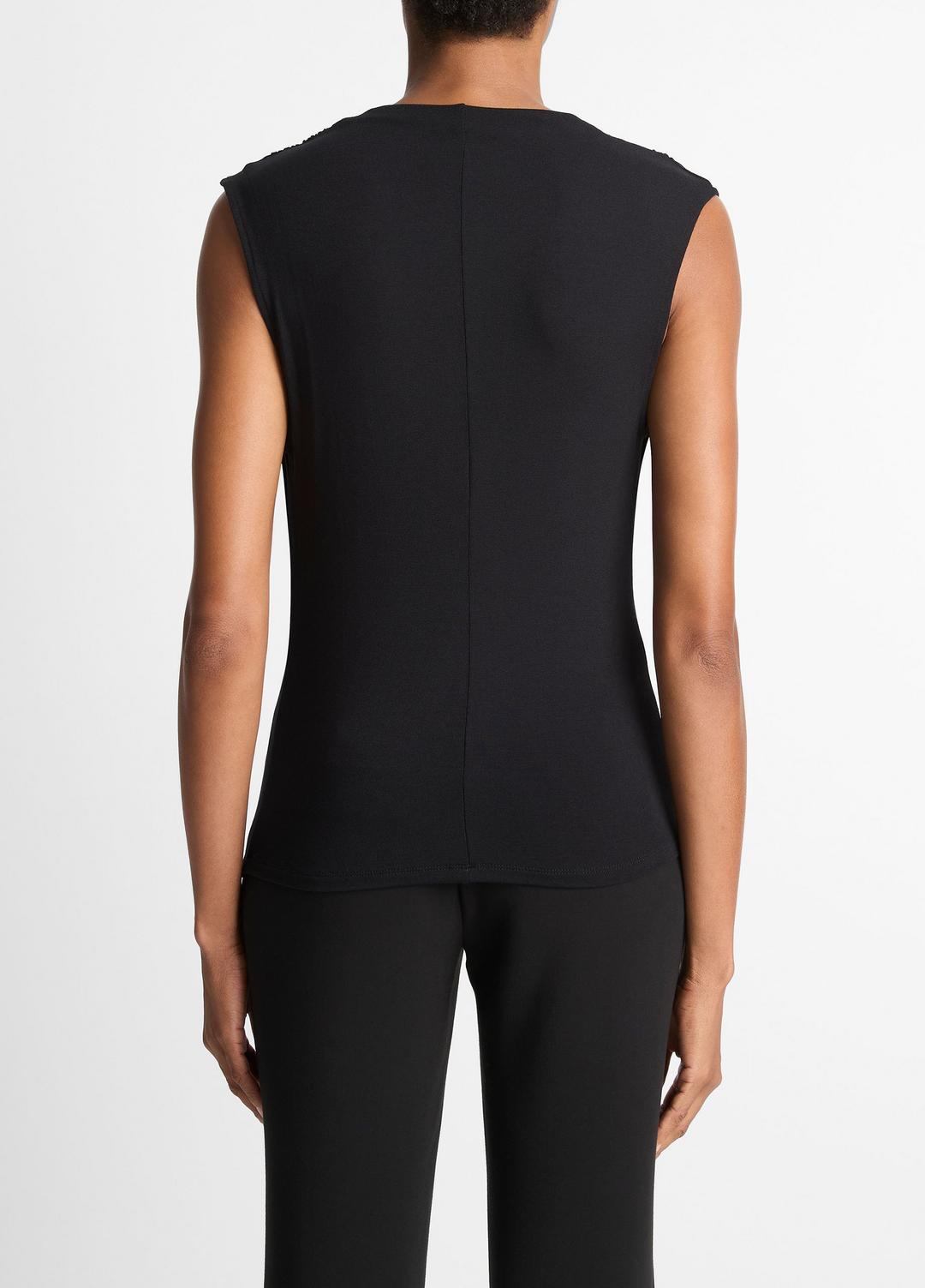 Jersey Draped Cowl-Neck Top in Tank Tops